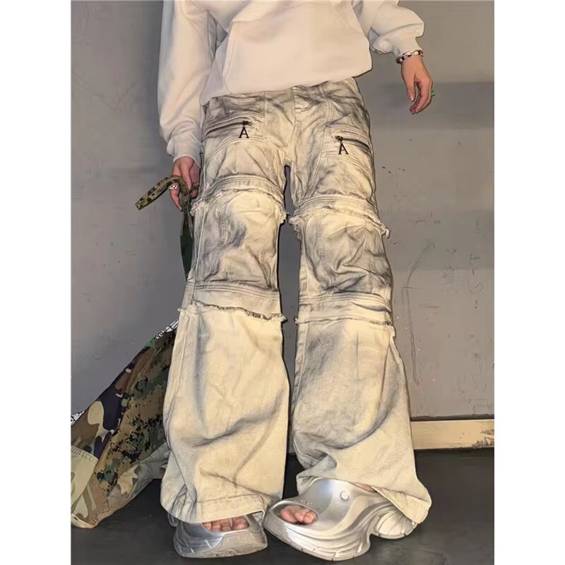 High Waist Women Tie Dyeing Jeans Hip-hop Style Vintage Streetwear Y2K Wide Leg Jean Plus Size Female Trouser Baggy Denim Pants